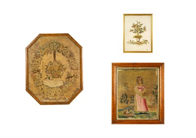 Lot 532 - Three Regency silkwork pictures.