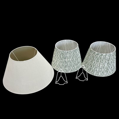 Lot 86 - A large cream lampshade 61cm across with two...