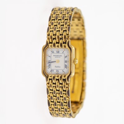 Lot 20 - RAYMOND WEIL - A Fidelio quartz gold-plated lady's bracelet wristwatch.