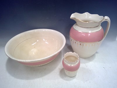 Lot 108 - A Wash Bowl, Pitcher and Toothbrush Holder.