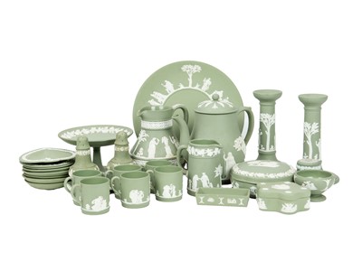 Lot 294 - A collection of Wedgwood Jasperware in green.
