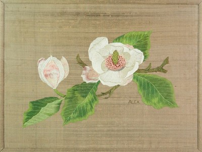 Lot 588 - A needlepoint silk picture by Alexandra Sawyer.