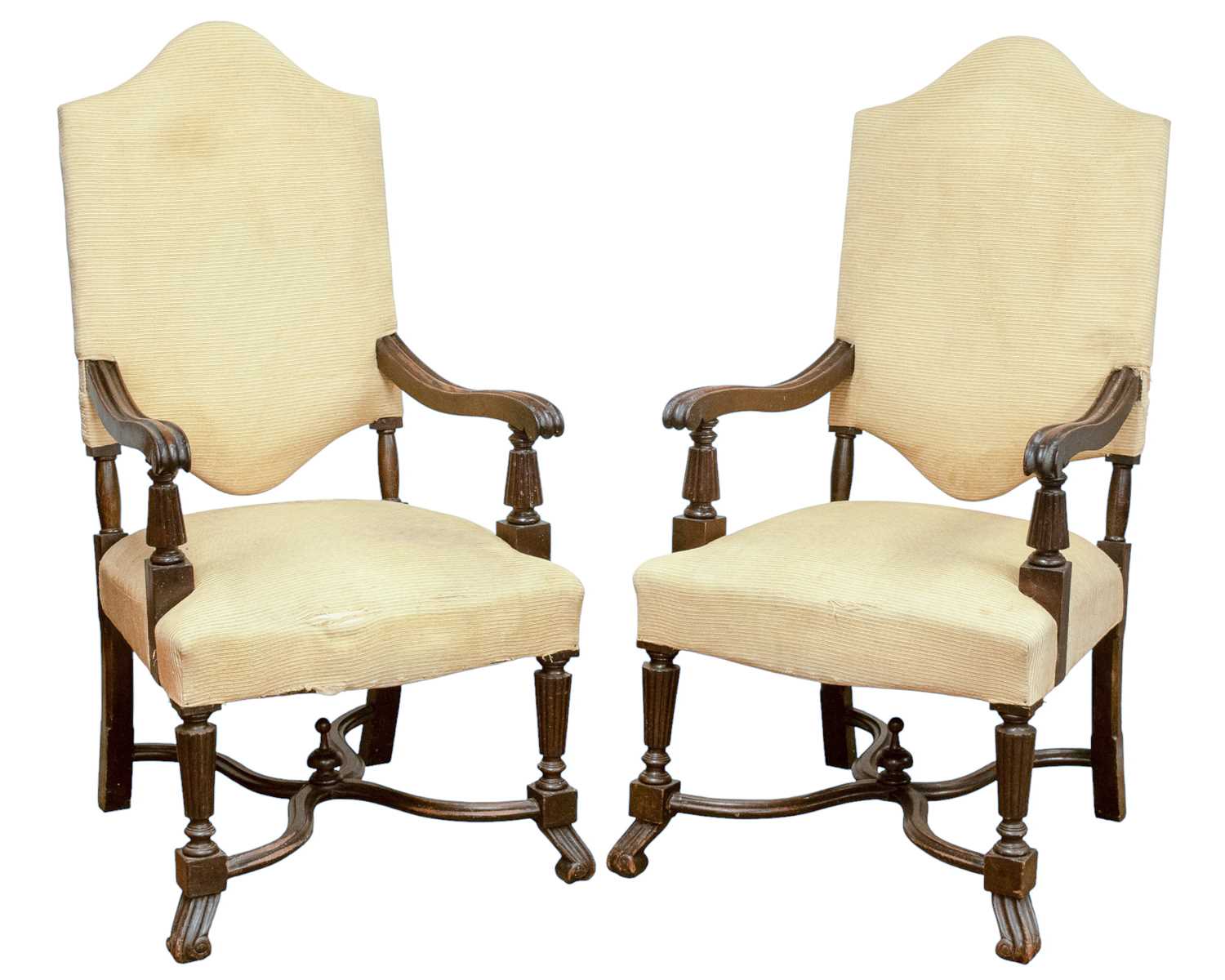 Lot 936 - A pair of Carolean style mahogany framed