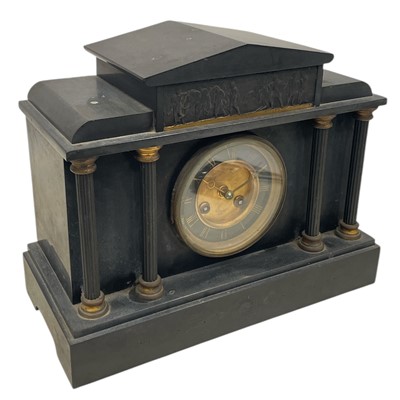 Lot 133 - A Roberts Paris black Slate Mantel clock. 33 x...