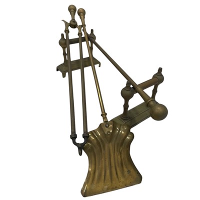 Lot 135 - Brass Fire Dogs and companion set.