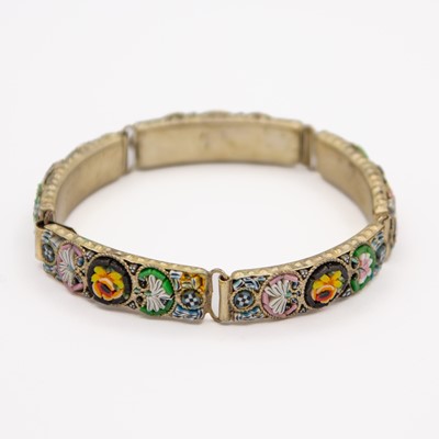 Lot 10 - An Italian inlaid glass micromosaic panel bracelet.