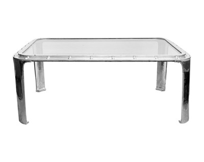 Lot 837 - SS Canberra ships window coffee table.