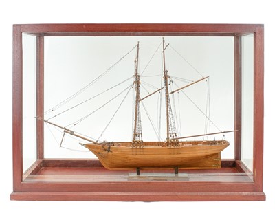 Lot 848 - A scratch built wood model of a two masted ketch.