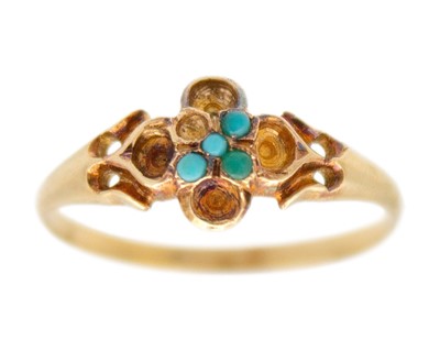 Lot 131 - A French late 19th-century high-purity gold and turquoise ring.