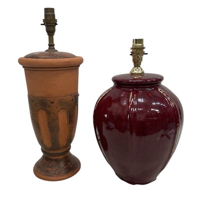 Lot 148 - Two table top lamps. One in Terracotta (with a...