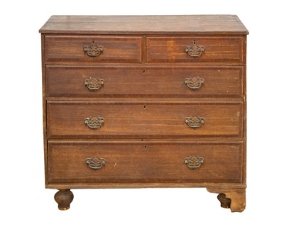 Lot 672 - A late George III oak and crosbbanded chest.