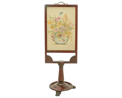 Lot 961 - A William IV rosewood table screen.