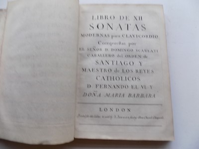 Lot 1331 - DOMENICO SCARLATTI. "Libro de XII Sonatas...