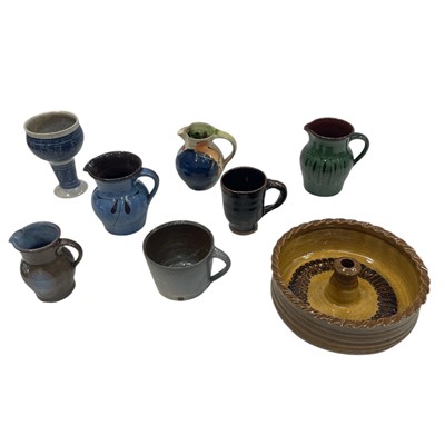 Lot 157 - Studio pottery jugs, bowls and cups, etc