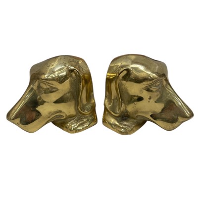 Lot 155 - Heavy Brass Dog bookends. 12cm High.