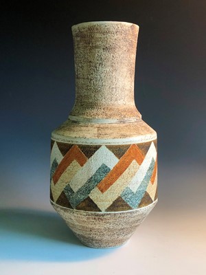 Lot 378 - A Troika urn vase with geometric decoration,...