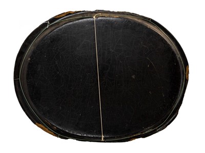 Lot 7 - An early Victorian black lacquered tea tray.