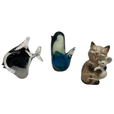 Lot 158 - Beswick Cat and Mouse figure and two signed...