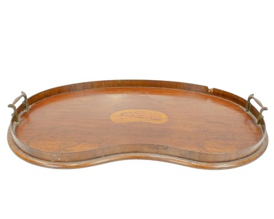 Lot 5 - An Edwardian mahogany kidney shaped tray.