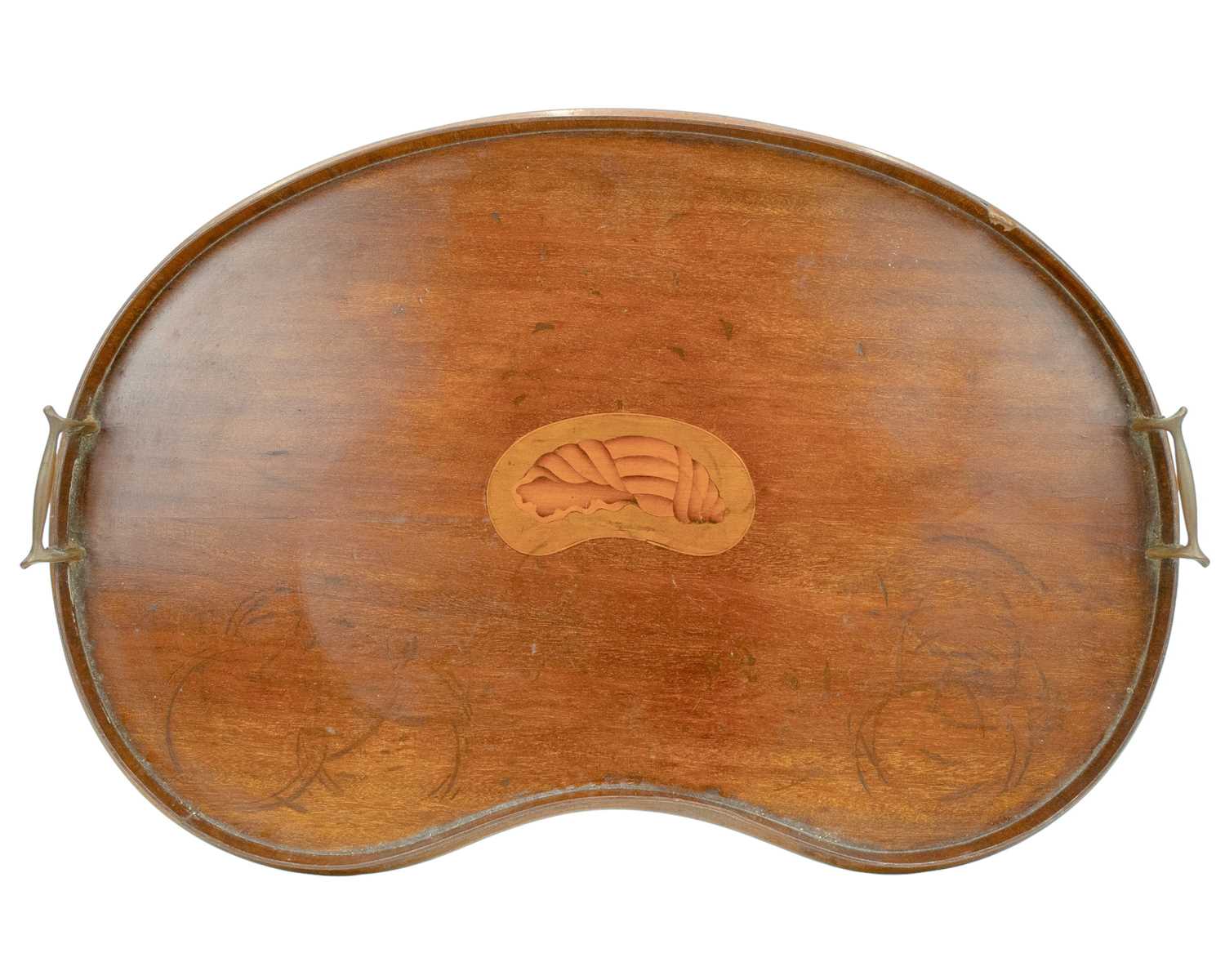 Lot 5 - An Edwardian mahogany kidney shaped tray.