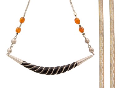 Lot 164 - Two Italian silver necklaces, including a...