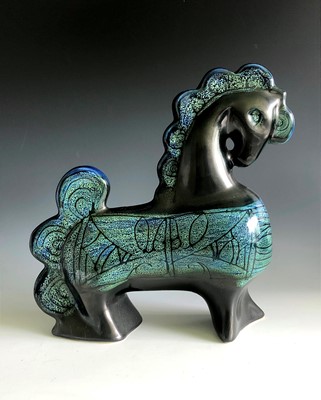 Lot 381 - A blue Celtic Pottery horse in Medallion...