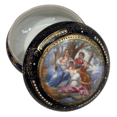 Lot 177 - A cobalt blue Hand-painted porcelain box,...