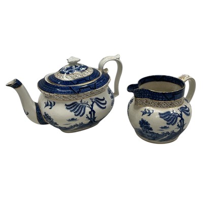 Lot 181 - A Booths Teapot and milk Jug, Real Old Willow...