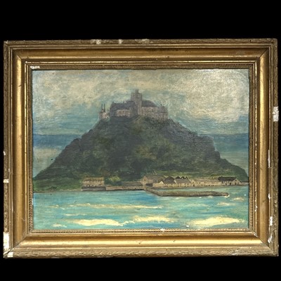Lot 185 - An oil on board of St Michael's Mount, in a...