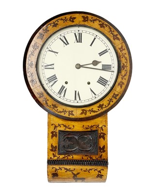Lot 895 - An American maple and rosewood inlaid eight day wall Clock.