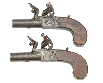 Lot 124 - A pair of 40 bore flintlock pocket pistols, by Bradney.