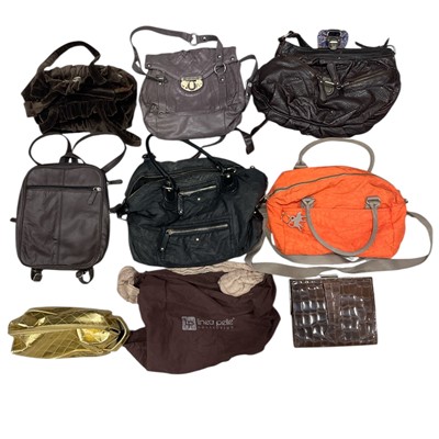 Lot 58 - Seven fashion bags, a faux crocodile clutch...