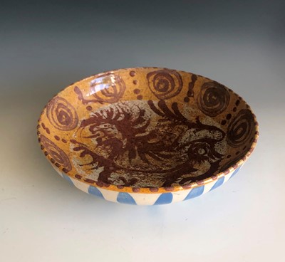 Lot 390 - A Celtic Pottery Lion bowl, signed 'W.Fisher',...