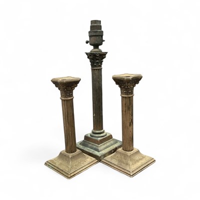 Lot 67 - A pair of bronzed Corinthian column...