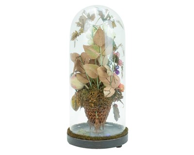 Lot 29 - A Victorian taxidermy, silk and wax display.