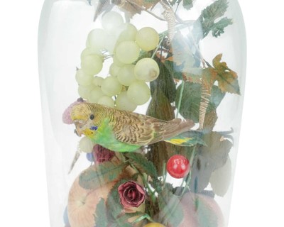 Lot 29 - A Victorian taxidermy, silk and wax display.