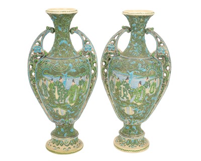 Lot 452 - A pair of Japanese large pottery vases.