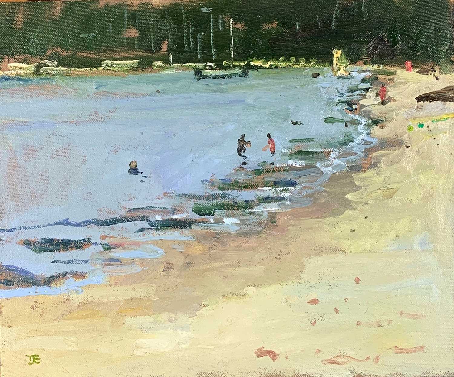 Lot 393 - Tom COATES (1941) Bathers on a Cornish Beach