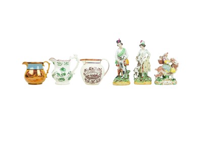 Lot 357 - Three 19th century lustre decorated jugs.