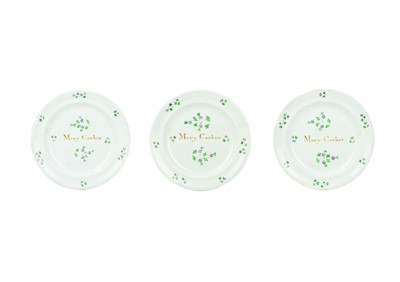 Lot 345 - Three documentary pearlware plates.