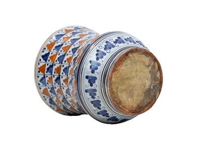 Lot 766 - An early tinglazed albarello or drug jar.