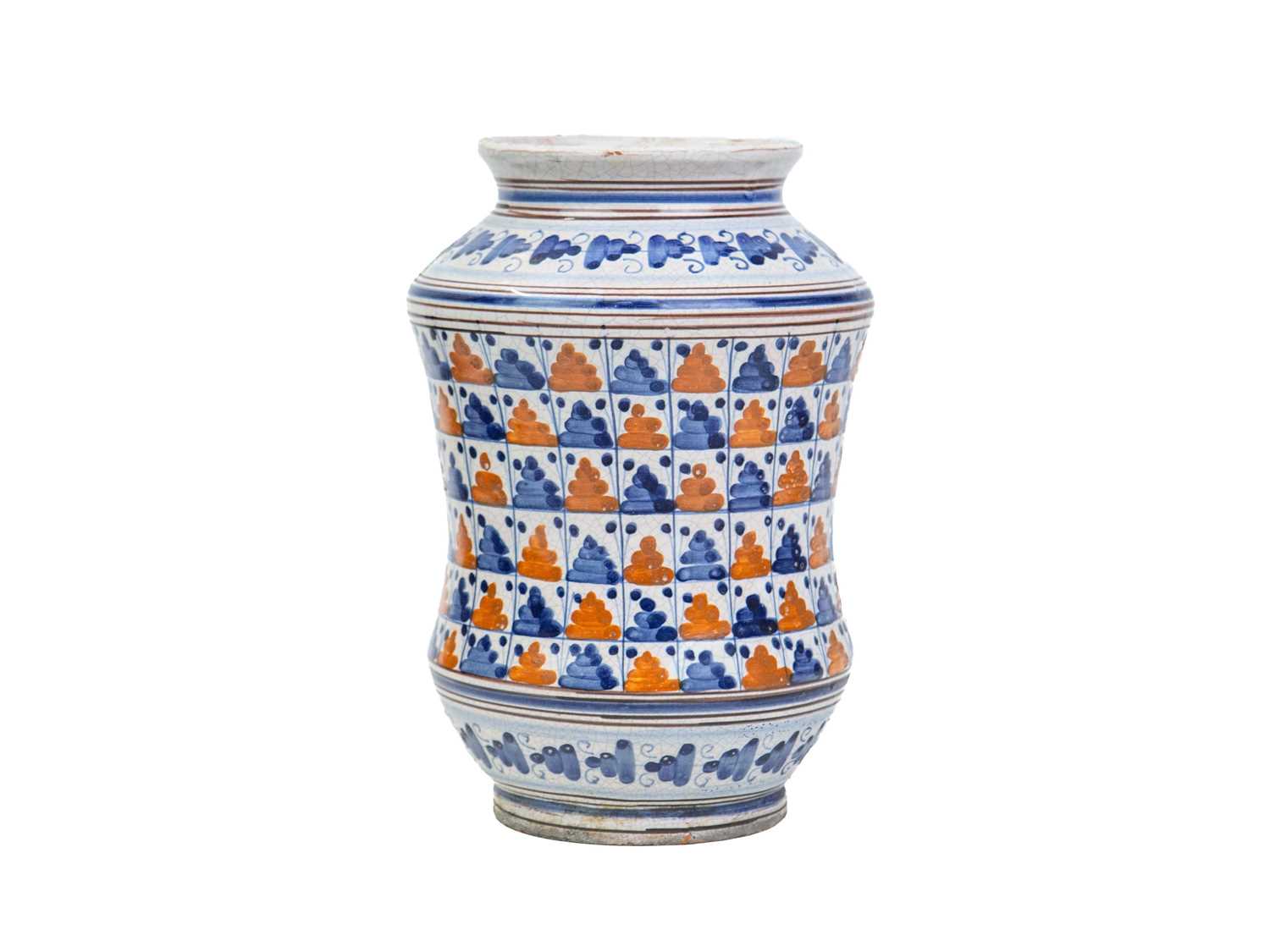 Lot 766 - An early tinglazed albarello or drug jar.