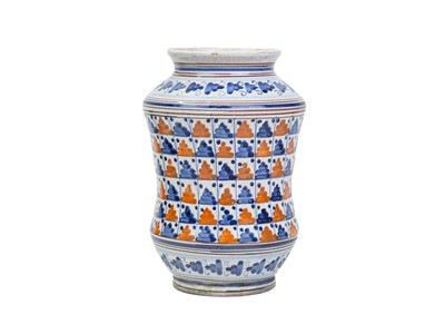 Lot 766 - An early tinglazed albarello or drug jar.