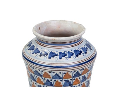 Lot 766 - An early tinglazed albarello or drug jar.