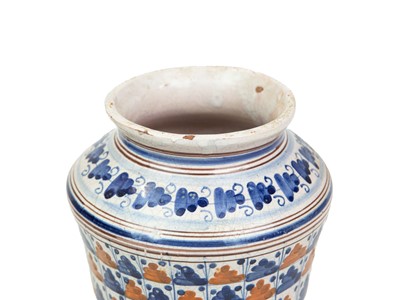 Lot 766 - An early tinglazed albarello or drug jar.