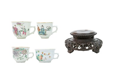 Lot 407 - Four Chinese porcelain famille rose cups.
