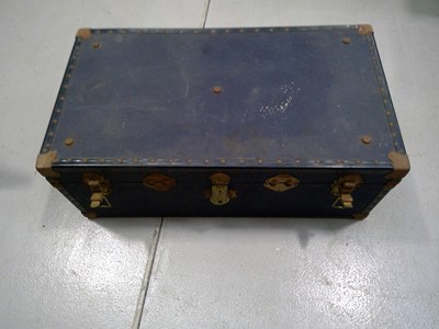 Lot 82 - A Vintage Trunk and a Raffia Clothes Basket....