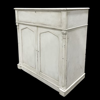 Lot 40 - A painted linen press with a deep top drawer...