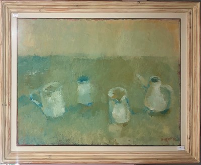 Lot 402 - Judy BUXTON (b.1961) White Objects on Ochre...