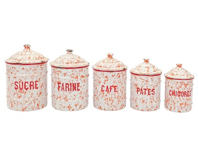 Lot 245 - Five French graduated lidded storage canisters.